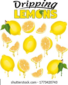 Summer Fresh Dripping Lemons in Vector graphics. Scale, rearrange, make patterns. The possibilities are endless.