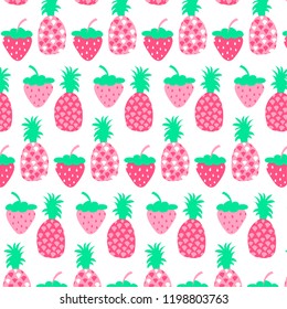 Summer fresh fruit print  background. Cute background. Bright summer fruits illustration. Fruit mix design for fabric and decor.