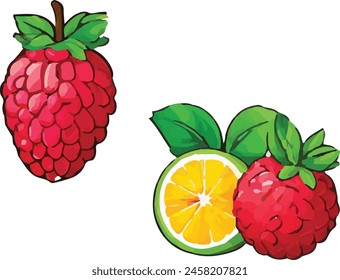 summer fresh fruits vector illustration