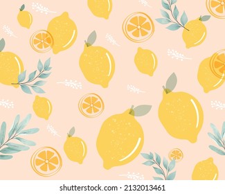 La textura de la ilustración de limón fresco de verano se imprime sin inconvenientes. Impresión de limones frescos. Ilustración de limón de línea dibujada a mano. Limón minimalista. Fondo suave. Ilustración mínima de limón suave