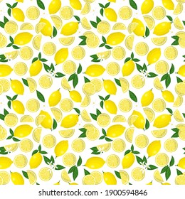 Summer fresh lemon texture seamless print pattern