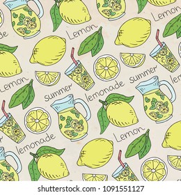 summer fresh lemonade pattern with juicy lemons