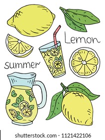 summer fresh lemonade pattern with juicy lemons