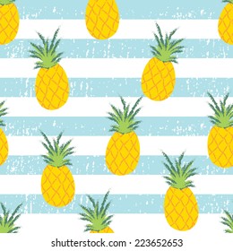 Summer Fresh Pineapple Stripe Seamless Repeat Wallpaper