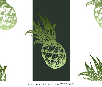 Summer Fresh Pineapple Stripe Seamless Repeat Wallpaper