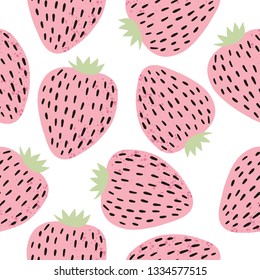 Summer fresh seamless pattern with hand drawn abstract strawberry. Strawberry pint in modern style