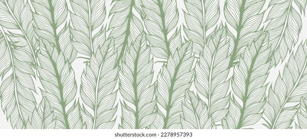 Summer fresh vector illustration with green feathers for decor, backgrounds, covers, cards, covers
