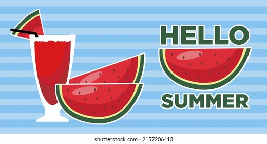 Summer fresh watermelon vector. Watermelon juice