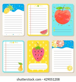 Summer fruit and berry cards. Cute vector illustration for postcards, posters, notes, to do list, Journals Card.