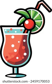 A summer fruit cocktail with lime and cherry bubbles