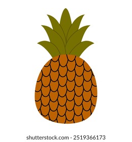 Summer fruit. Hand drawn pineapple. Tropical fruit for summer time.