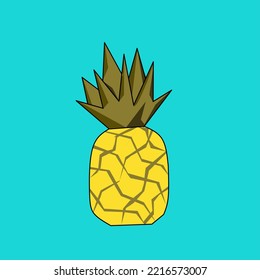 Summer fruit for a healthy lifestyle. Pineapple. Vector illustration, Isolated on blue background