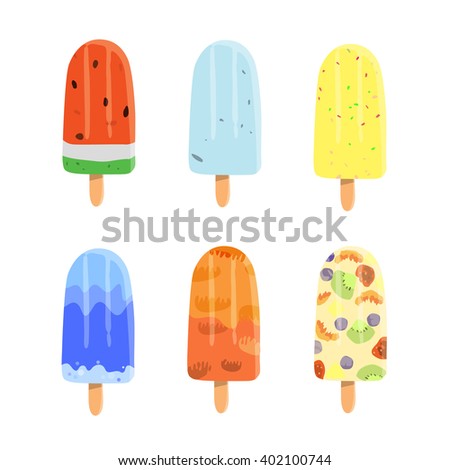 Summer fruit ice cream stick vector eps10.