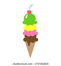 summer fruit ice cream vector, colorful illustration