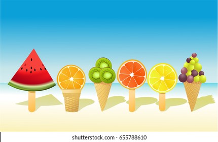 Summer fruit ice-cream