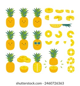 Summer fruit icon set: simple and cute pineapple