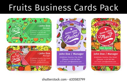 Summer Fruit Juice Smoothie Food Doodles Icons and Symbols Background Business Card Template Layout Vector Art Illustration