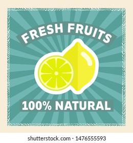 Summer fruit lemon for healthy lifestyle. Vector illustration cartoon flat icon isolated on background.