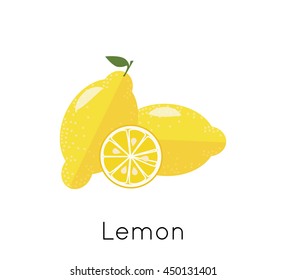 Summer fruit lemon icon isolated on white background. Vector eps 10 format.