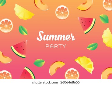 Summer fruit pattern banner background