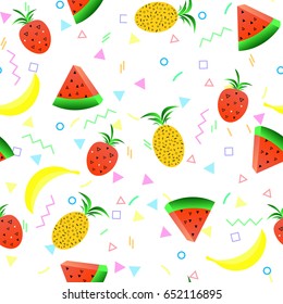 Summer fruit pattern seamless. Vector stock.