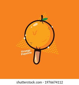 Summer Fruit Popsicle Vector Illustration with Outline and Background