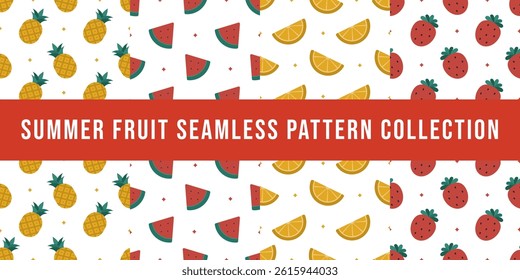 Summer fruit seamless pattern collection set