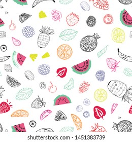 Summer fruit seamless pattern print background design - Vector