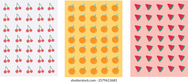 summer and fruit seamless patterns. Vector illustration Hand drawn background, poster, wallpaper, cover, fabric, cloth, textile design.