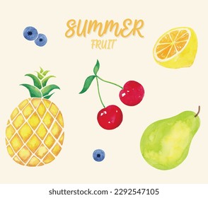 Ilustración de la mano de la acuarela de frutas de verano