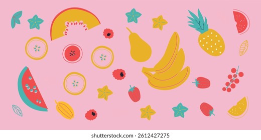 Summer fruits. Appetizing fruit and berries collection. 

