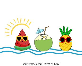  summer fruits for  background, summer banner, poster design. 