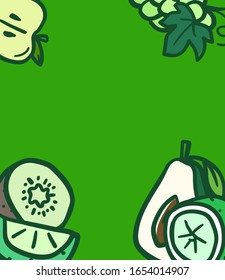 Summer fruits background with copy space for text. Vector banner template 