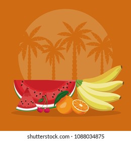 Summer fruits in beach