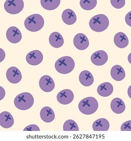Summer fruits and berries vector pattern in cartoon flat style. Blueberries simple background for prints, textile, design for various products. Hand drawn illustration on white background