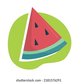 Summer fruits and berries. Watermelon. Vector image.	