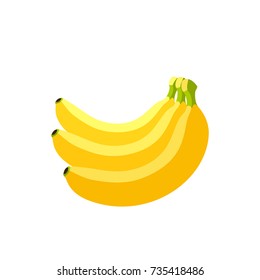 Summer fruits for healthy lifestyle. Bunch of yellow ripe bananas. Vector illustration cartoon flat icon isolated on white.