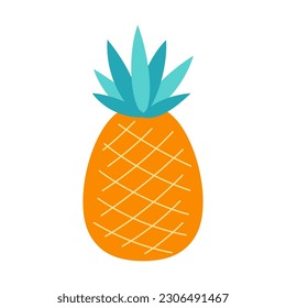 summer fruits for healthy lifestyle, cartoon vector illustration of pineapple in flat style isolated on white background