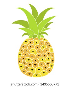 Summer Fruits For Healthy Lifestyle. Pineapple Fruit. Vector Illustration Cartoon Icon Isolated .