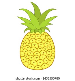 Summer Fruits For Healthy Lifestyle. Pineapple Fruit. Vector Illustration Cartoon Icon Isolated .
