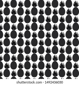 Summer fruits for healthy lifestyle. Pineapple fruit. Vector illustration seamless pattern. Design for books, stickers, magazine