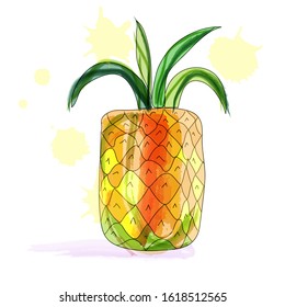 Summer fruits for a healthy lifestyle. Pineapple fruits. Vector illustration of a cartoon flat icon isolated on white.