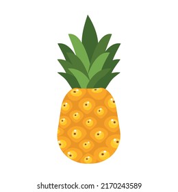 Summer fruits for a healthy lifestyle. Pineapple fruit. Vector illustration cartoon flat icon isolated on white.