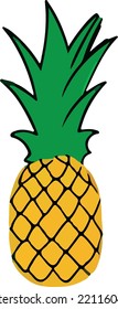 Summer fruits for healthy lifestyle. Pineapple fruit. Vector illustration cartoon flat icon isolated on white.