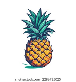 Summer fruits for healthy lifestyle. Pineapple fruit. Vector illustration cartoon flat icon