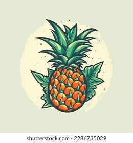 Summer fruits for healthy lifestyle. Pineapple fruit. Vector illustration cartoon flat icon