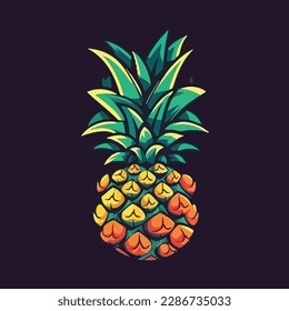 Summer fruits for healthy lifestyle. Pineapple fruit. Vector illustration cartoon flat icon