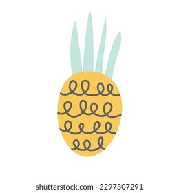 Summer fruits for healthy lifestyle. Pineapple fruit. Vector illustration cartoon flat icon isolated on white. EPS