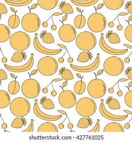Summer fruits pattern. Vector colorful food seamless background.