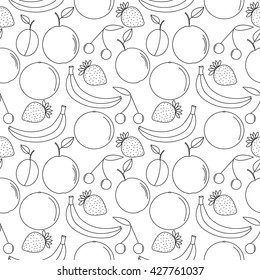 Summer fruits pattern. Vector colorful food seamless background.